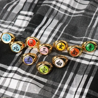 Anime Merchandise Fo Ninja Ring Set with Characters Metal Material Adjustable Size