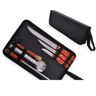 6-Piece Stainless Steel Chef Knife Set with Wood Handles Ambidextrous Design Matte Finish