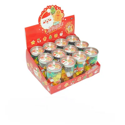 Christmas Creative Mini Cartoon Rubber Eraser Bucket Cute Plastic Pencil Eraser Student Gift for School Stationery Supplies