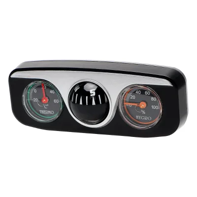3 in 1 Guide Ball Compass Thermometer Hygrometer Car Ornaments Interior Accessories for Auto Boat Vehicles