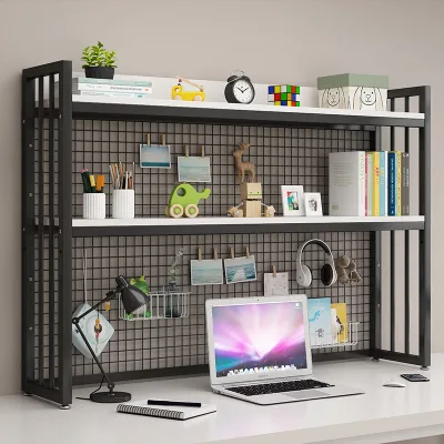 2-Layer Adjustable Metal Multi-Layer Desktop Bookshelf Storage Table for Organization and Space Saving