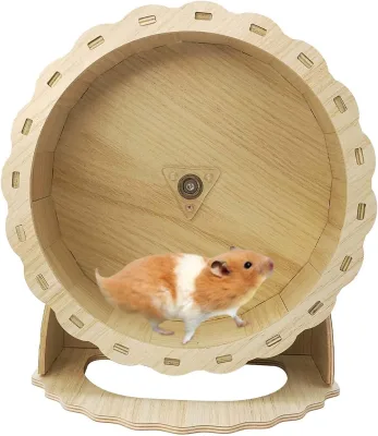 Hamster Wheel Wooden Silent Running Wheel Suitable for Gerbils, Mice, Guinea Pigs, Dwarf Syrian Hamsters