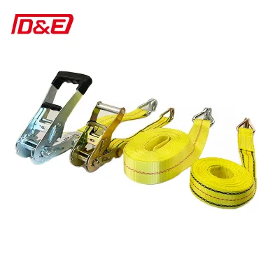 2" X 27' Polyester Ratchet Strap with Double J Hooks Tie Down Cargo Lashing Strap