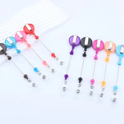 Wholesale Beadable Retractable Badge Reels Keychain Bar Plastic Belt Clip with String for DIY Jewelry School Office Gift Stock