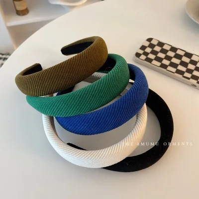 Korean Style Retro Corduroy Fabric Head Band All-Match Simple Solid Color Womens' Headband Fashionable Women's Headwear