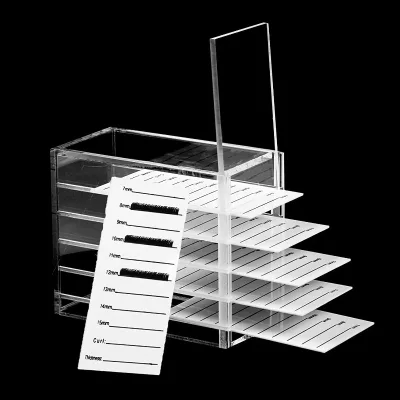 Eyelash Storage Box, 5 Layers Acrylic Clear Lash Trays for Lash Extensions Holder Case for Make up Grafting False Lash Container