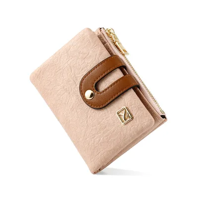 2024 New Women's Wallet Short Korean Student Multi Card Wallet Fashionable Retro Buckle Zipper zero Wallet