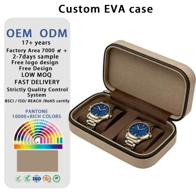 Vintage Men's Fashion EVA Material Zipper Closure Travel Couple Watch Gift Box-Durable & Lightweight All Seasons