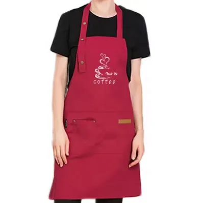 Women Plain Bib Aprons with 2 Pockets Polyester Chef Apron With Custom Logo for Kitchen Cooking Restaurant Painting Drawing BBQ