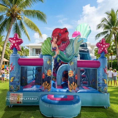 Ocean Mermaid Outdoor Inflatable Bouncy Castle with Slide PVC CE EN14960 Certified 2 Years Warranty Customized Color & Size