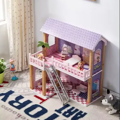 Hot Sale Children Puzzle Pretend Play House Decoration High Quality Wooden Kids Doll House