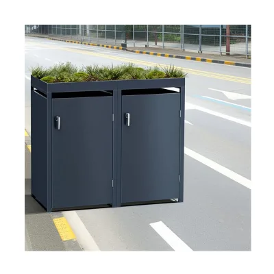 Storage Garbage Bin Standing Outdoor Stocked Waste Bins With Cover Trash Can With Segregation Bin