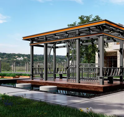 DESHANG Outdoor Garden Rainproof Aluminum Alloy Canopy Slats Louver Powder Coated Gazebo Louvered