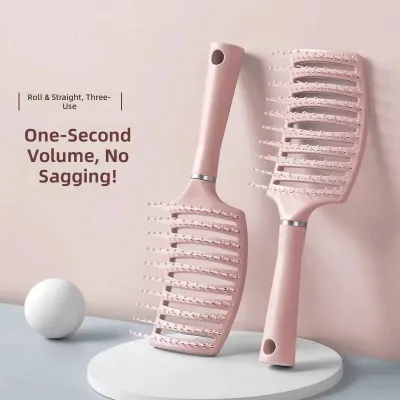 Curved Vented Hair Brush High Elasticity Detangler Brush for Instant Volume High Root Lift