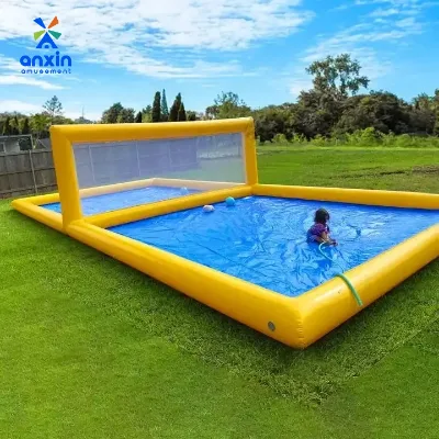 Inflatable Attraction Volleyball Court Blue Yellow Beach Volleyball Pool/Water Volleyball Field for Outdoor Sport Game