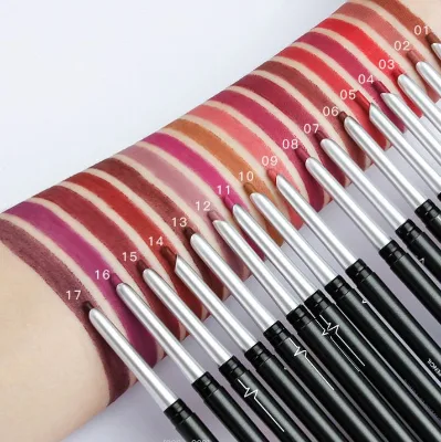 Private Label 17 Colors Matte Lip Liner Pen Easy to Color Waterproof Long-lasting Lip Liner Pencil Private Label 17 Colors