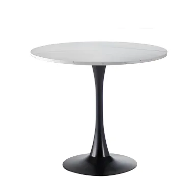 Modern Round Faux Marble Dining Table for Coffee Shop Restaurant Reception Area Meeting Table