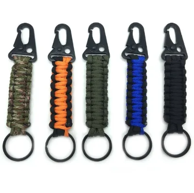 Emergency Paracord Keychain With Fire Starter Carabiner for Outdoor Camping Bushcraft