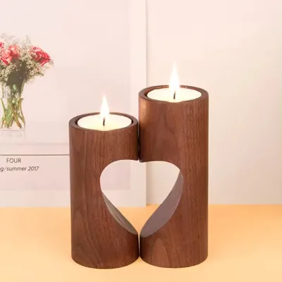 Eco-Friendly Handmade Custom Tall Wooden Candlestick Hot Sale Home Decoration With Stand for Wooden Lanterns & Candle Holders