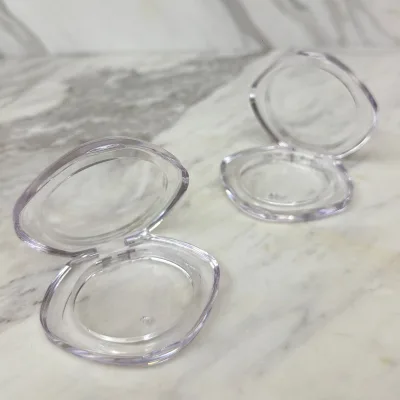 Clear Flip-Top Blush Case with Dividers Clear Eyeshadow Compact Case Single-Compartment Multi-Purpose Empty Makeup Case