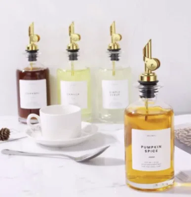 350ml Kitchen Oil Bottle Clear Glass Olive Oil Dispenser Coffee Syrup Cooking Soy Sauce Vinegar Gadget Antidrip Bottle Dispenser