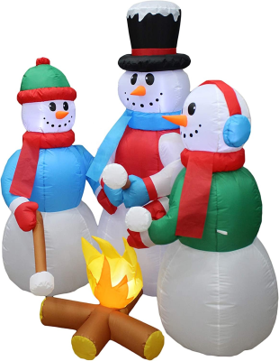 Hot Selling Cartoon Three Inflatable Snowmen with Fire for Outdoor Decoration