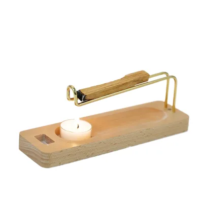 Multi-Use Bamboo Wood Brass Incense Burner Alloy Components Eco-Friendly Home Decor Long Lasting Aromatic Holder for Sage