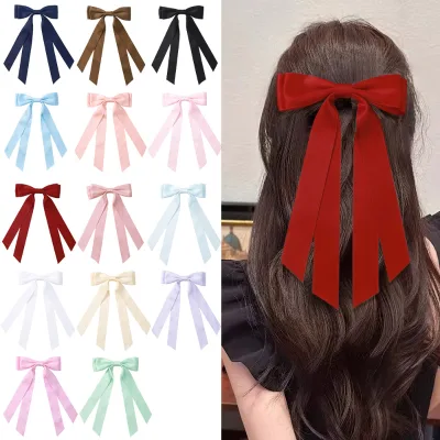 Fanyue 2024 Custom Princess Bow Hair Claw Clip Cute Double Terylene Cotton Ribbon Hair Accessory Popular Plastic Design