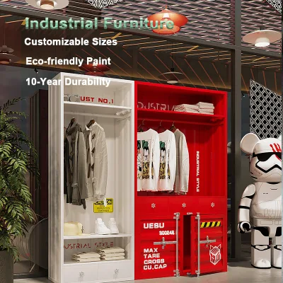 Industrial Style Iron Clothing Rack Wholesale Open Storage Unit with Adjustable Feature for Boutique Shop Home Bedroom Wardrobe