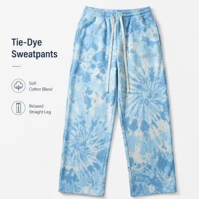 OEM Factory Custom Premium Sweat Pants Men Straight Wide Leg Casual Vintage Streetwear Hip Hop Designer Garment Tie-dye Trouser