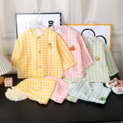 Boys' Girls' Polyester Cloud Cotton Long Sleeve Cloud-Pattern Animal-Themed Cartoon Kids' Loungewear Set Summer Cardigan