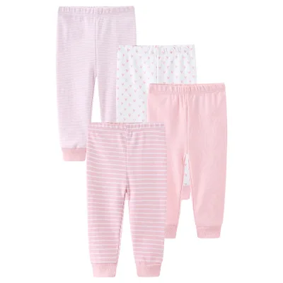 Kiddiezoom Four-Piece High Waist Pajamas Elastic Breathable Cotton Pants for Infants Toddlers Newborn Girdle Summer High