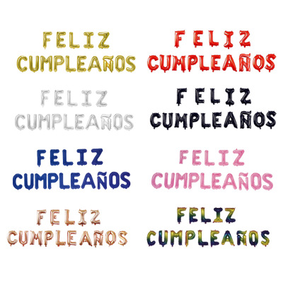 16 Inch Rose Gold Silver Spanish Happy Birthday Feliz Cumpleanos Letter Foil Balloon Globos De Letras Banner for Party Decor