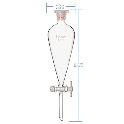 10ml 20ml 60ml 125ml 250ml 500ml 1000ml Laboratory Glass Separator Separatory Funnels