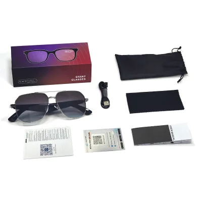2025 Smart AI Translation Glasses Wireless Audio Voice Real-Time Translation Magnetic Charging Smart Headphones Glasses