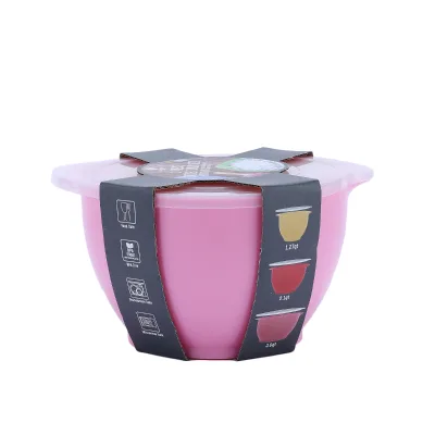 High Quality Kitchen Colorful Pp Plastic Serving Chinese Soup Salad Mixing Bowl Set of 3 With Cover