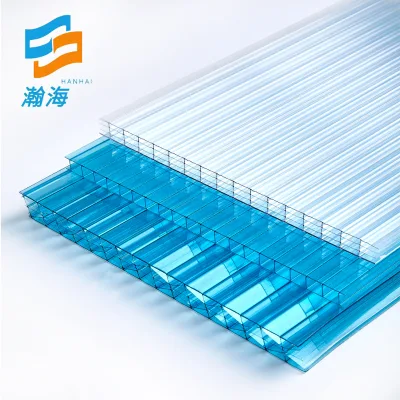 Clear & Blue Twinwall 8mm/10mm/12mm/16mm/20mmSolar Sheet Polycarbonate for Roof