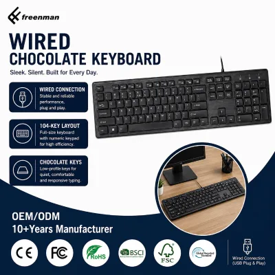 OEM ODM 104 Keys Chocolate Key Caps Design Ultra Slim Rechargeable Wireless Multi-Color Optional Office