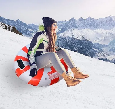 90cm PVC Durable Eco-Friendly Foldable Inflatable Portable Ski Circle Towable Sled Snow Tube Winter Outdoor Games Fun