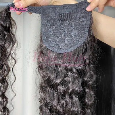 High Quality Brazilian Human Hair Clip-in Ponytail Extensions with Italian Curl and Remy Hair