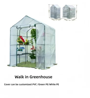 Portable Modern Metal PE 3 Tier Walk-in Garden Green House with 3 Tiers 6 Shelves Easily Assembled