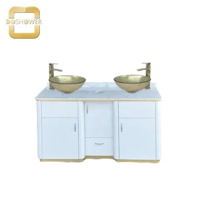 Salon water sink with mirror factory for high end marble top salon double sink of nail salon furniture sink