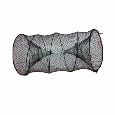 Foldable Fishing Net 1*1cm Large Mesh Crab Cage Spring Round Telescopic 6 Strands with Knotted Net