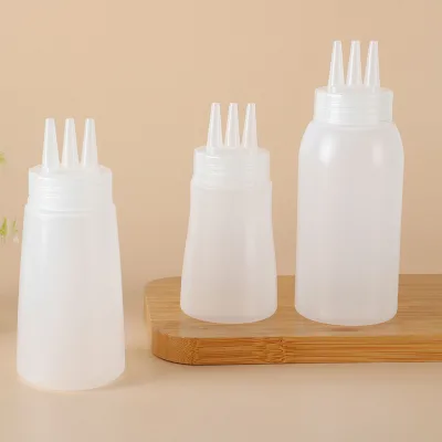 Factory Best Quality Sauce Bottle With 3 Holes Plastic Squeeze Sauce Bottle 4oz 8oz 12oz 16oz Sauce Sqeeze Bottles