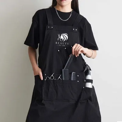Salon Aprons Are Suitable for  Man and Woman Stylists Makeup Artists Beauty Professionals Black Apron Customization Logo