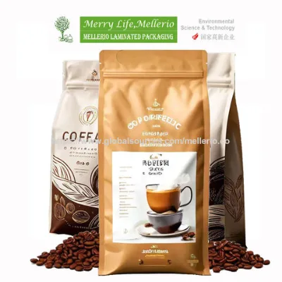 Professional laminated factory customized design laminated flat bottom coffee bag with gusset and zipper