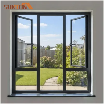 Insulated Tempered Glass Aluminum windows with Screens Energy Efficient Casement windows for Residential Houses