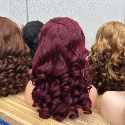 Customize Bouncy Fumi Curl Lace Frontal Wig Vendors Wholesale Human Hair Wig Vendors Glueless Full HD Lace Wigs for Black Woman