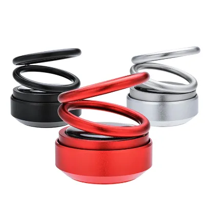 360 Degree Suspended Rotating Solar Car Air Freshener Double Ring Aromatherapy Perfume Solid Liquid Resin Air Purifier