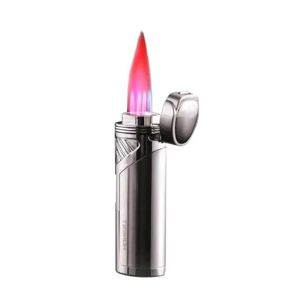 TK Croc Exclusive Cigar Lighter Big Fire pink Four Flames Torch Lighter 2 in 1 Cigar Drill Torch Windproof Lighter for Cigar